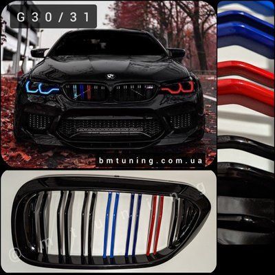 BMW Решетки радиатора G30 M-триколор grills-g30-doubleslat-mcolor фото